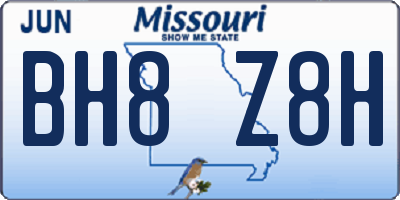 MO license plate BH8Z8H