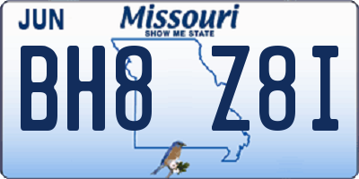 MO license plate BH8Z8I