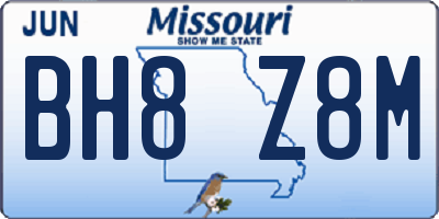 MO license plate BH8Z8M