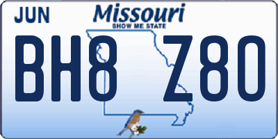 MO license plate BH8Z8O