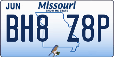MO license plate BH8Z8P