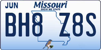 MO license plate BH8Z8S