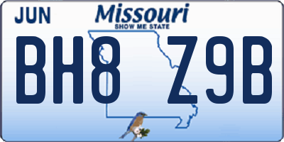 MO license plate BH8Z9B