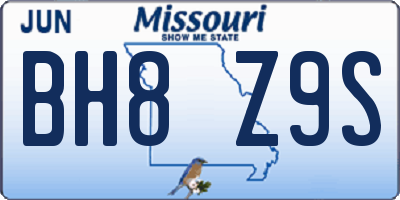 MO license plate BH8Z9S