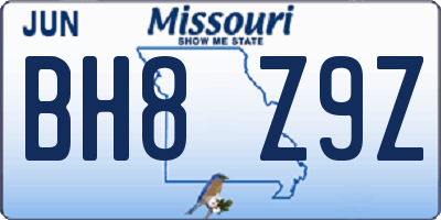 MO license plate BH8Z9Z