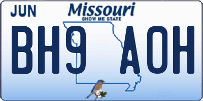 MO license plate BH9A0H