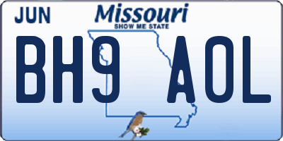 MO license plate BH9A0L