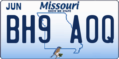 MO license plate BH9A0Q