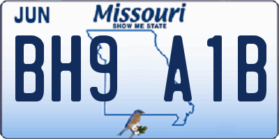MO license plate BH9A1B