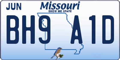 MO license plate BH9A1D