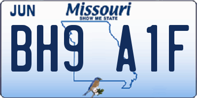MO license plate BH9A1F