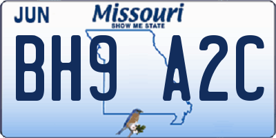 MO license plate BH9A2C