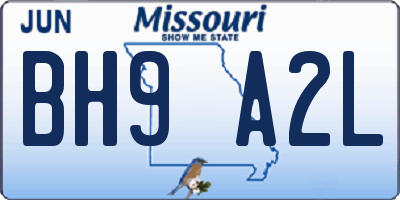 MO license plate BH9A2L
