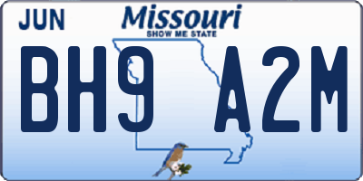 MO license plate BH9A2M