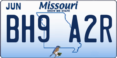 MO license plate BH9A2R
