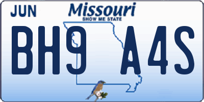 MO license plate BH9A4S