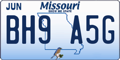 MO license plate BH9A5G