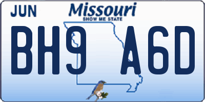 MO license plate BH9A6D