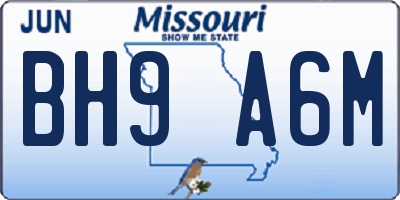 MO license plate BH9A6M