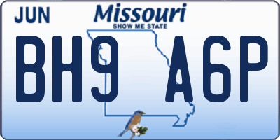 MO license plate BH9A6P