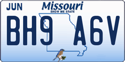 MO license plate BH9A6V