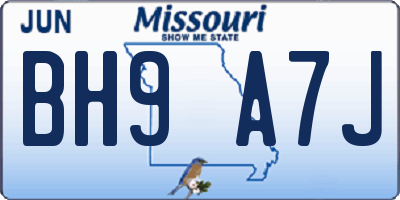 MO license plate BH9A7J