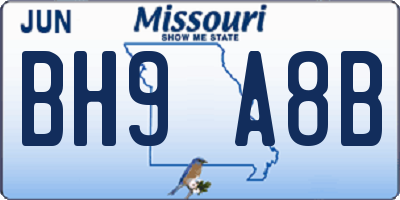 MO license plate BH9A8B
