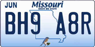 MO license plate BH9A8R
