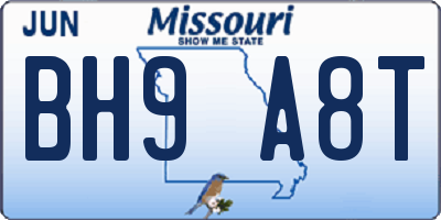 MO license plate BH9A8T
