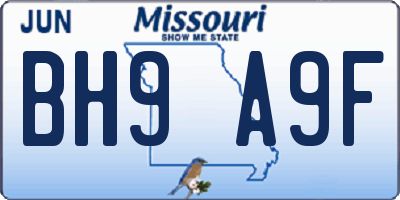 MO license plate BH9A9F