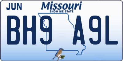 MO license plate BH9A9L