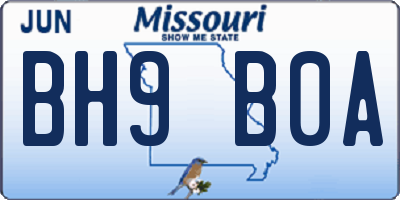MO license plate BH9B0A