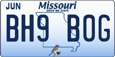 MO license plate BH9B0G