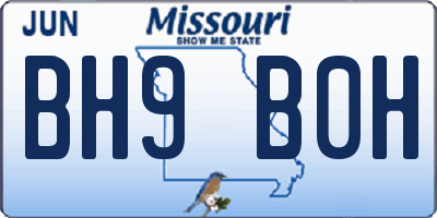 MO license plate BH9B0H
