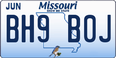 MO license plate BH9B0J