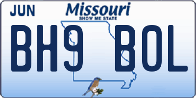 MO license plate BH9B0L