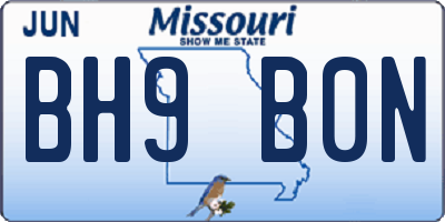 MO license plate BH9B0N