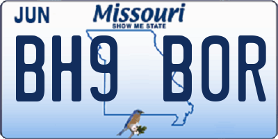 MO license plate BH9B0R