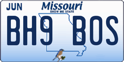 MO license plate BH9B0S