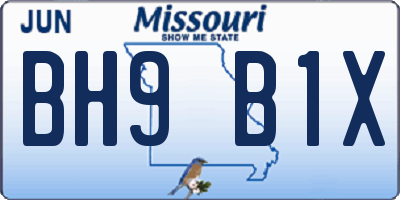 MO license plate BH9B1X