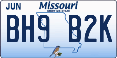 MO license plate BH9B2K