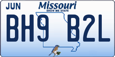 MO license plate BH9B2L