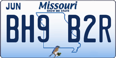 MO license plate BH9B2R
