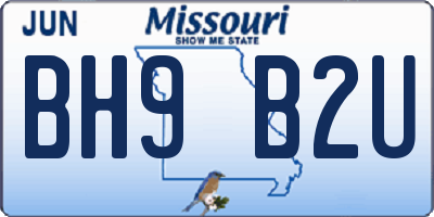 MO license plate BH9B2U