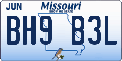 MO license plate BH9B3L