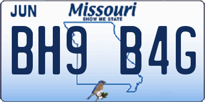 MO license plate BH9B4G