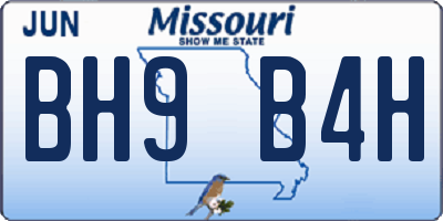 MO license plate BH9B4H