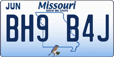MO license plate BH9B4J
