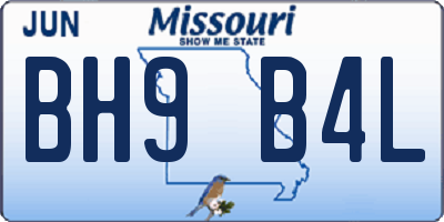 MO license plate BH9B4L