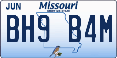 MO license plate BH9B4M